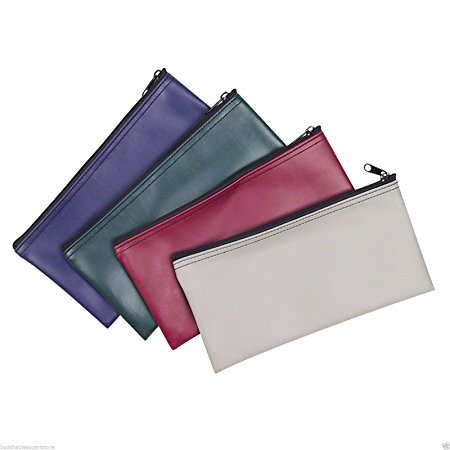 4 Piece Set PM Company Security Bank Deposit Bag / Utility Zipper Coin Bag / Pouch Safe Money Organizer Bag / 11 X 5.5 Inches (FREE RETURN) (4 Envelope - 1 of Each Color)