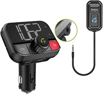 Cigarette Lighter Bluetooth FM Transmitter - Universal Wireless Car Bluetooth Adapter, Music Audio Stereo Radio Receiver w/Mic, Handsfree Calling, Siri/Google Asst, USB, Micro SD Slot - Pyle Pbt97