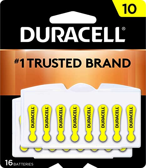 Duracell - Hearing Aid Batteries Size 10 (Yellow) - long lasting battery with EasyTab for ease of installation - 16 count