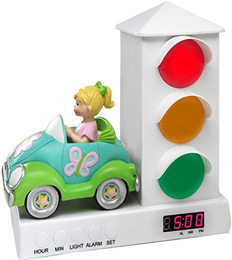 Stoplight Sleep Enhancing Alarm Clock for Kids, Groovy Car with Butterflies