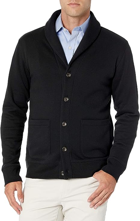 Amazon Essentials Mens Long-Sleeve Fleece Shawl-Collar Cardigan