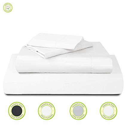 Swastha Linen 100% Organic Full Size Cotton Sheet, White, 4 Piece Set, 400 Thread Count, Sateen Weave, GOTS Certified, Extra Soft, Luxury Finish, Upto 15" deep Pockets, Environment Friendly