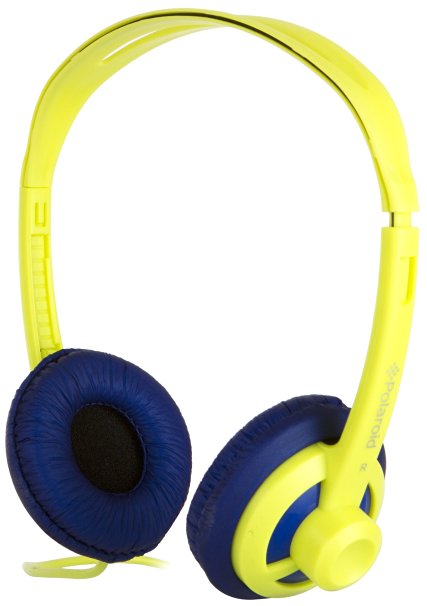 Polaroid PHP11LMBL Super Light Weight Neon Headphones, Tangle-Proof, Compatible with All Devices, Lime Blue