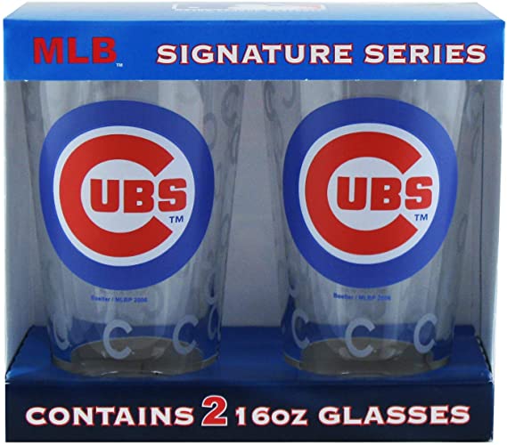 Boelter Brands MLB Chicago Cubs Pint GlassSatin Etch 2 Pack, Clear, One Size