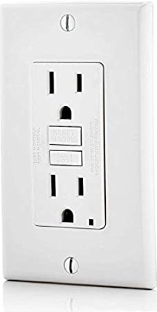 Leviton GFNT1-W Self-Test SmartlockPro Slim GFCI Non-Tamper-Resistant Receptacle with LED Indicator, Wallplate Included, 15-Amp, White - 1 Pack