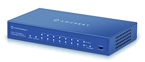 Amcrest 9-Port POE  Power over Ethernet POE Switch with Metal Housing, 8-Ports POE  802.3at 96w (AMPS9E8P-AT-96)