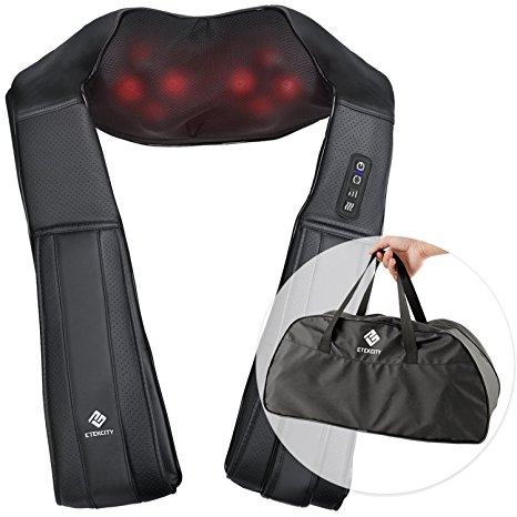 Etekcity Shiatsu Back Neck and Shoulder Massager, Electric Massage Pillow with 2 Heat Settings, Adjustable Extended Straps, Deep Tissue 3D Kneading for Relieve Muscle Pain in Car Office and Home