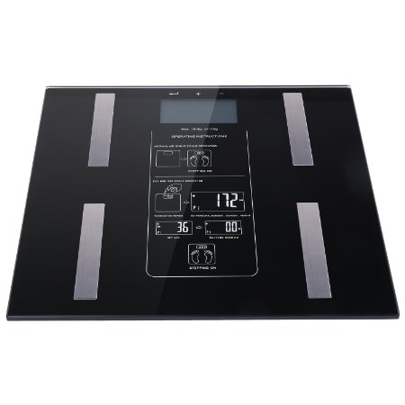 Thinp Digital Bathroom Electronic Body Fat Scale Multifunction Measures Water, Muscle, Bone, Calorie, BMI LED Display Black