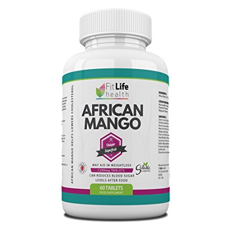 AFRICAN MANGO 1200mg Weight Loss Tablets by Fit Life Health - Top Quality Diet Supplement - Reduce Blood Sugar Levels After Meals - Maximum Strength Formula - Can Help Lower Cholesterol - One Month Supply - Take Twice A Day To Complement Healthy Weight Loss - Made in UK