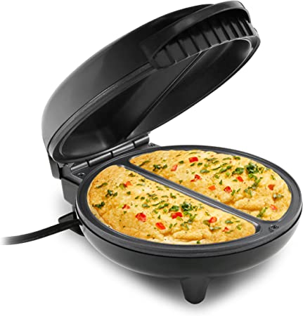 Elite Gourmet EOM205 Non-Stick Omelet, Frittata, Snack Pocket Maker, Gourmet Breakfast, Dessert Maker, 2 Individual Portions, Black