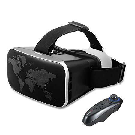 BUYKUK 3D VR Headset 3D VR Glasses 3D VR Headset Virtual Reality Adjustable Lens and Strap for iphone or Android for 3D Movies and Games …