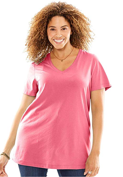 Woman Within Plus Size Perfect V-Neck Tee