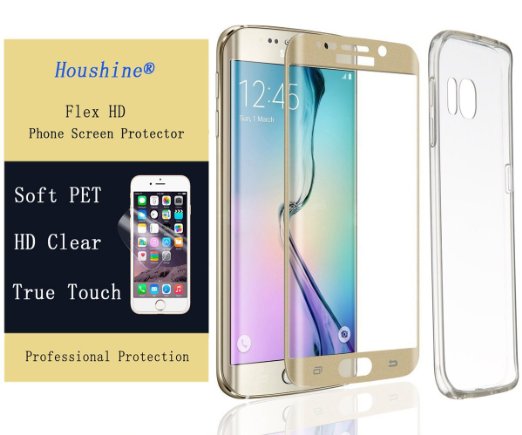 Galaxy S7 Edge Screen Protector(Flex Thermoforming)   Clear TPU Back Cover, Houshine Full Cover Crystal Clear Flex Thermoforming Soft Screen Protector Film for Samsung Galaxy S7 Edge, Gold  TPU
