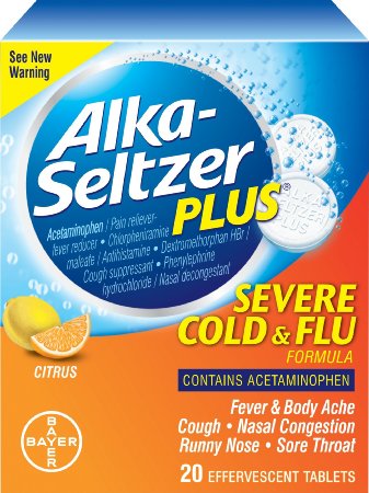 Alka-Seltzer Plus Severe Cold & Flu Effervescent, Citrus, 20 Count