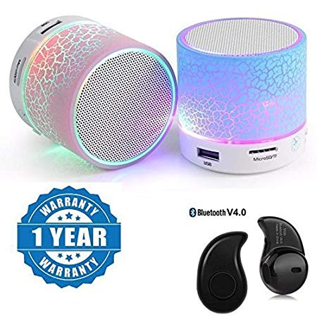 Drumstone Mini Stereo Portable Wireless Bluetooth Speaker with S530 Mini Style Bluetooth Headset for all Smartphones (Color may Vary)