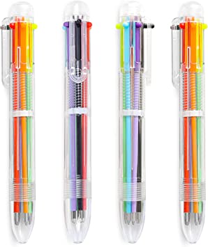 4 Pack 0.5mm 6-in-1 Multicolor Ballpoint Pen 6 Colors Retractable Ballpoint Pens