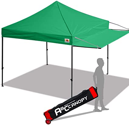 ABCCANOPY 10x10 Tent Pop-up Canopy Tent Instant Canopies Commercial Outdoor Canopy with Awning & Wheeled Carry Bag Bonus 4X Weight Bag, (Kelly Green)