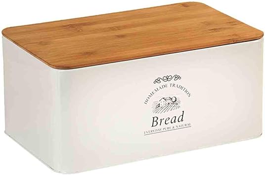 Kesper 18045 "Country House" Metal Bread Bin, White