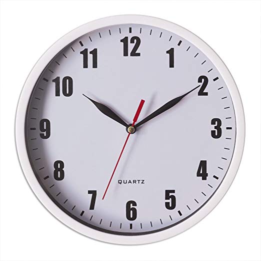 8" Silent Wall Clock Non-ticking Decor Digital Quartz Wall Clock Battery Operated Easy to Read Round Wall Clock(White)