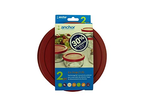 Anchor Hocking 30% Stronger Replacement Lid 2 x 7Cup / 1.7L / 1.75 qt, Red, Round, Improved