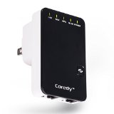 Coredy EX-WN300 WiFi Range Extender with Access Point AP Repeater  WISP TV Adapter Client Wireless Router Mode 24 Ghz up to 300Mbps Transfer Rate for Pc Smartphone Tablet Portable Travel Size