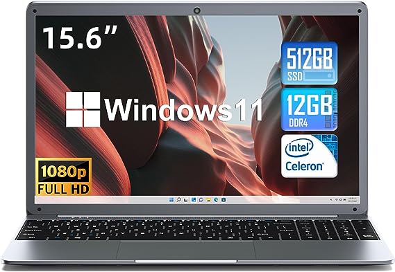 SGIN Laptop 15.6 inch Windows 11, Intel Celeron N5095 Processor(Up to 2.9GHz), 15.6" FHD 1920x1080 Display, 12GB DDR4 512GB SSD, WiFi, Bluetooth 4.2, HDMI, USB 3.0