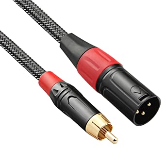 TISINO RCA Male to XLR Male Cable, Nylon Braid, 4N OFC, Gold-Plated - 3 Feet