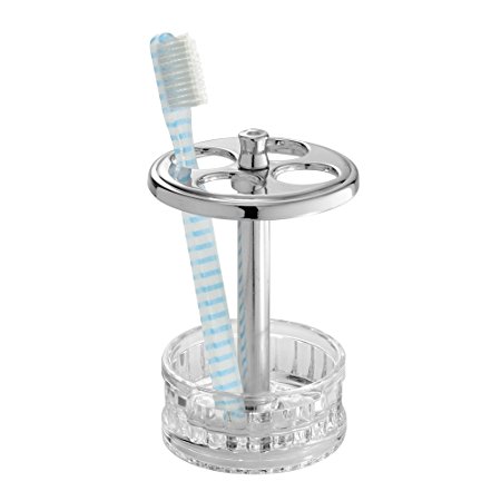 InterDesign Alston Toothbrush Holder Stand for Bathroom Vanity Countertops - Clear/Chrome