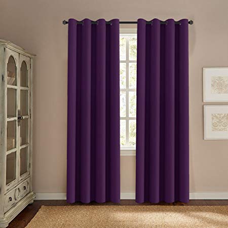 H.VERSAILTEX Preminum Energy Saving Blackout Thermal Insulated Window Treatment Panels (Bedroom Curtains Antique Grommet) - 52 x 96 - Inch in Solid Plum Purple(Set of 1 Panel)