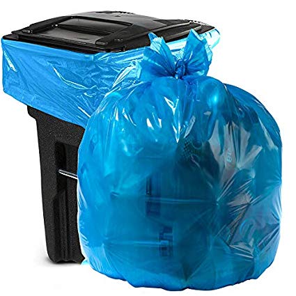 Aluf Plastics 55-60 Gallon Blue Trash Bags for Rubbermaid Brute - Pack of 100 - Garbage or Recycling Bags 58" by 38" 1.2 (Equivalent) MIL - for Industrial, Home, Contractor