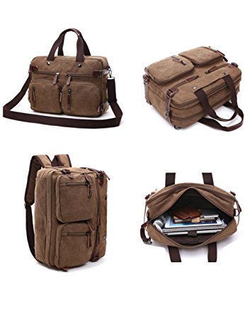 3-Way Convertible Briefcase Laptop Backpack Messenger Bag Backpack for Man Women