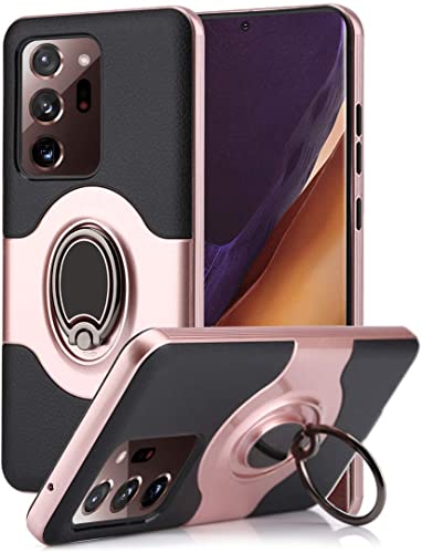 LUUDI Case for Samsung Galaxy Note 20 Ultra Case with Ring Stand Holder Rotatable Kickstand Slim Fit Protective Shockproof Case Work with Car Mount Cover for Galaxy Note 20 Ultra 5G 6.9 inch Rose Gold