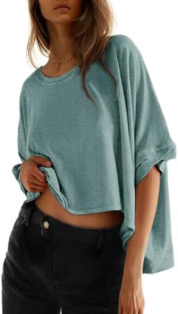 Dokotoo Summer Tops 2024 Womens Solid T Shirts for Women Loose Oversized Shirts Basic Tee