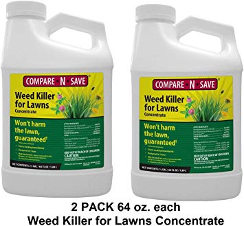 Compare-N-Save Concentrate Weed Killer for Lawns 64 Ounces per Bottle (2 Pack) Treats Up to 16,000 Square Feet per Bottle