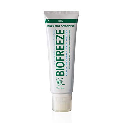 Biofreeze Pain Relief Gel for Arthritis, 4 oz. Tube with Hands-Free Applicator, Fast Acting Cooling Pain Reliever for Muscle, Joint, & Back Pain, Topical Analgesic, Original Green Formula, 4% Menthol