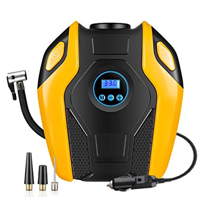 Portable Air Compressor Pump,WEKSI Digital Tire Inflator,12V DC 150 PSI Auto Air Pump for Car,SUV,Motorcycle,Bicycle,Sports balls,Air mattresses and Other Inflatables(Yellow)