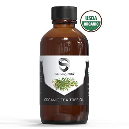 Strong Oils 100% Pure Organic Tea Tree Oil - 118 ml (4 OZ) | USDA Certified Natural Therapeutic Grade Oil - For Skin, Nails and and Aromatherapy Use Pure Tea Tree Essential Oil