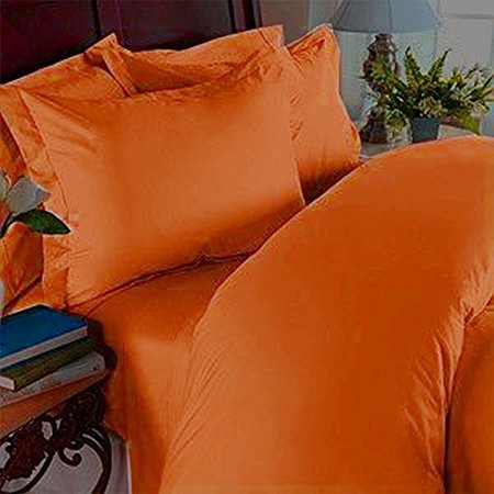 Elegant Comfort 4 Piece 1500 Thread Count Luxury Silky Soft Egyptian Quality Coziest Sheet Set, Queen, Vibrant Orange