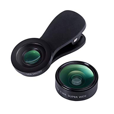 Mini Phone Lens Kit, Evershop Clip on Phone Camera Lens for iPhone with Wide Angle Lens   Macro Lens for iPhone Samsung and All Smartphones (Black)