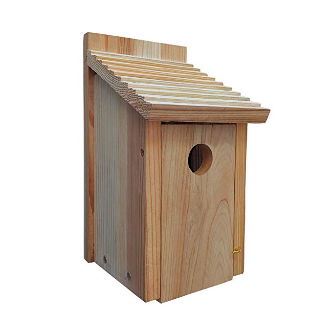 Bluebird House, Solid Wood Birdhouse, Weatherproof Bird House Designed for Easy Cleaning, Secure Latch, Air Vents, Fledgling Grooves