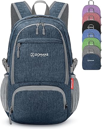 ZOMAKE 25L Packable Backpack for Women Men - Small Lightweight Hiking Daypack for Travel - Tear Resistant Foldable Day Pack