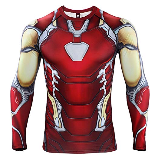 Iron Man Shirt Casual and Sports 3D Printed Compression Shirt Red