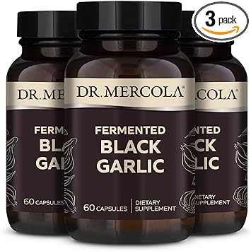 Dr. Mercola Fermented Black Garlic, 90 Servings (180 Capsules), Dietary Supplement, Supports Immune Health, Non-GMO