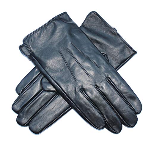 Jasmine Silk Mens Luxury Genuine Lambskin Leather Cashmere Lined Gloves BLACK