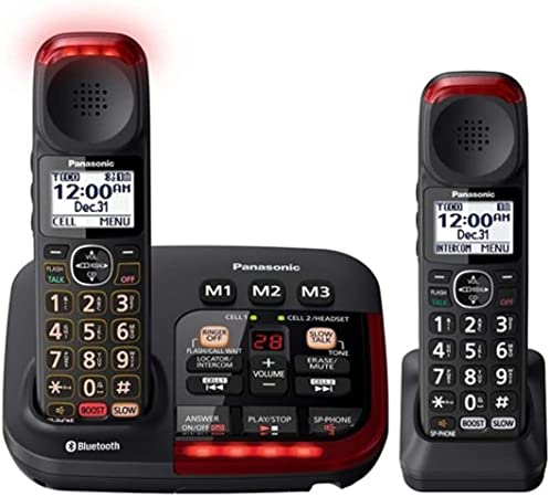 Panasonic KX-TGM430B   (1) KX-TGMA44B Link to Cell Bluetooth Talking Caller ID Voice Volume Booster Slow Talk Control Amplified Cordless Phone - 2 Handset