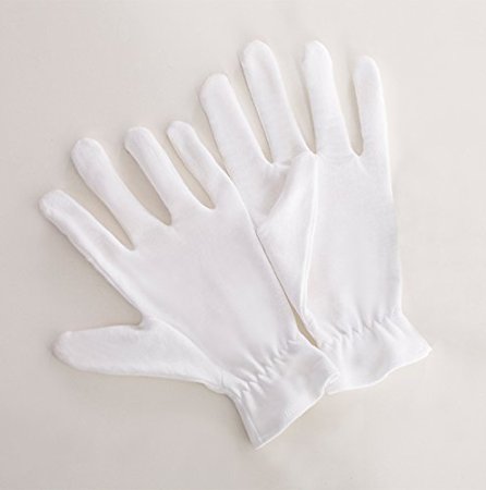 20 Medium White Cotton Gloves For Dry & Sensitive Skin or Eczema - Thick Reusable Hand Protection With Wrist Band Seals In Moisturizer