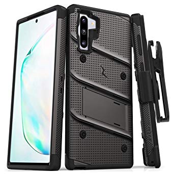 ZIZO Bolt Series Samsung Galaxy Note 10 Case | Heavy-Duty Military-Grade Drop Protection w/Kickstand Included Belt Clip Holster Lanyard (Metal Gray/Black)