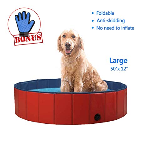SURPCOS Foldable Dog Pool - Folding Dog/Cat Bath Tub - Collapsible Pet Spa Whelping Box