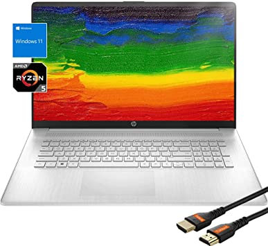 HP Laptops 17inch Touchscreen | Windows11 Laptop Computer | 17.3 Screen | AMD Ryzen 5 5625U | USB Type-C | Wireless AC Wi-Fi | Webcam | Lightweight | HDMI Cable (32GB RAM | 1TB PCIe SSD)