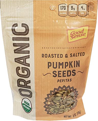 Good Sense Roasted Salted Organic Pumpkin Seeds, 6 Ounce